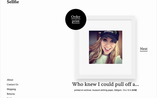 Fisheye Magazine | E-commerce: 150 dollars le selfie