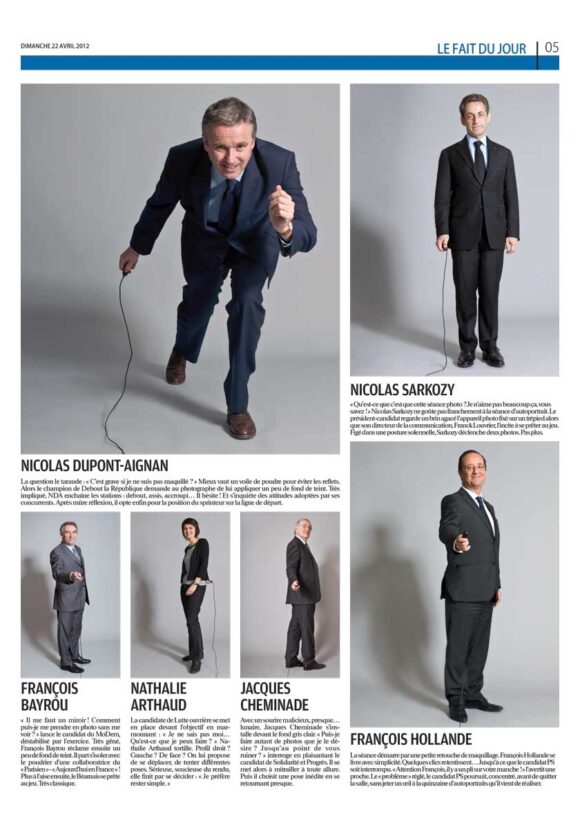 © Jean-Luc Mélenchon, Eva Joly, Marine Le pen, Philippe Poutou, Nicolas Dupont-Aignan, Nicolas Sarkozy, François Bayrou, Nathalie Arthaud, Jacques Cheminade, François Hollande