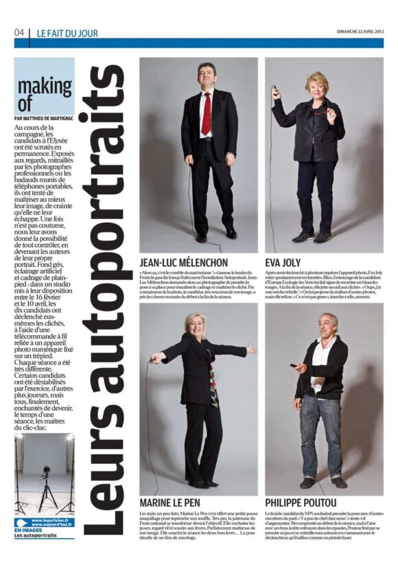 © Jean-Luc Mélenchon, Eva Joly, Marine Le pen, Philippe Poutou, Nicolas Dupont-Aignan, Nicolas Sarkozy, François Bayrou, Nathalie Arthaud, Jacques Cheminade, François Hollande