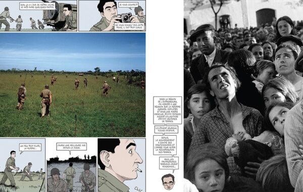 à g. © Robert Capa © International Center of Photography/ Magnum Photos, à d. © Henri Cartier-Bresson © Fondation Henri Cartier- Bresson/Magnum Photos